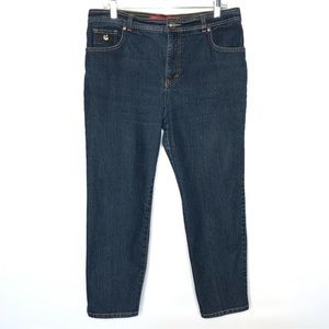 Gloria Vanderbilt Dark Wash Straight Leg Jeans Size 14 Short 5-pocket 25” Inseam